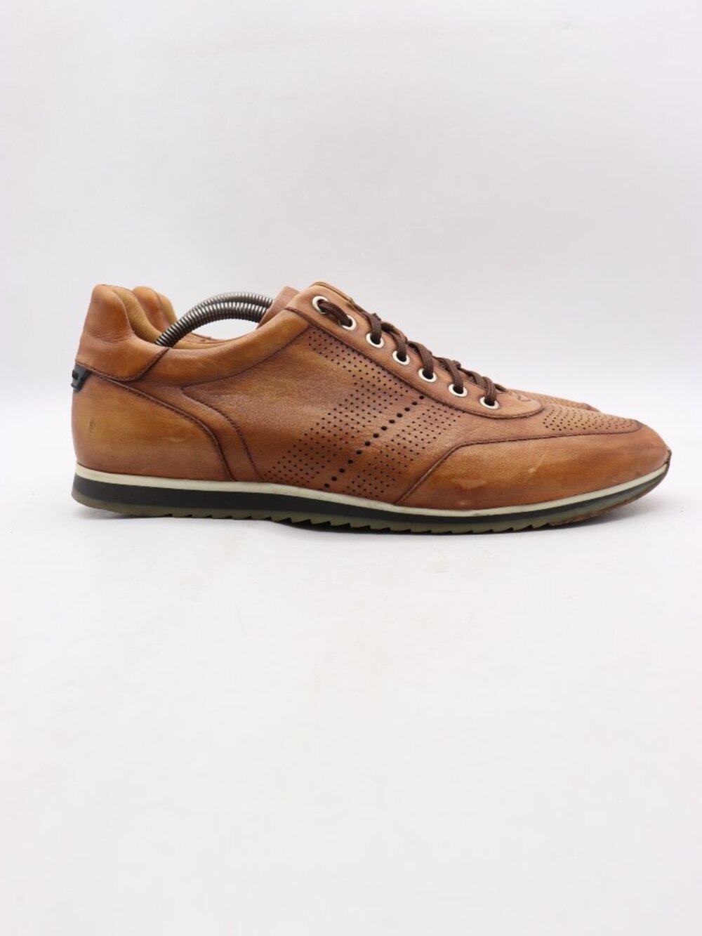 Magnanni Pueblo Perforated Shoes Men's 12 M Brown Leather Casual Sneakers 14804